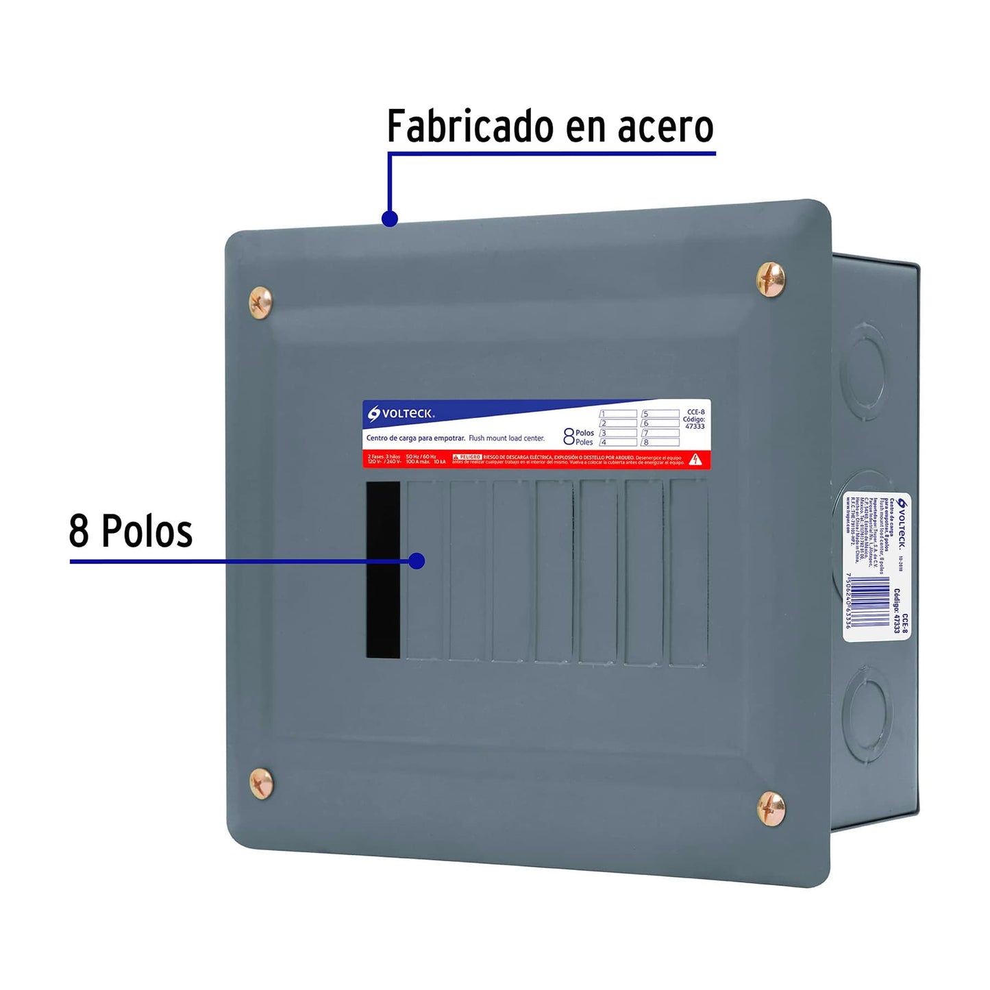 Centro de carga para empotrar - 8 polos - CCE-8 - Volteck