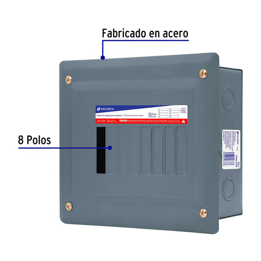 Centro de Carga para Empotrar - 8 polos - CCE-8 - Volteck