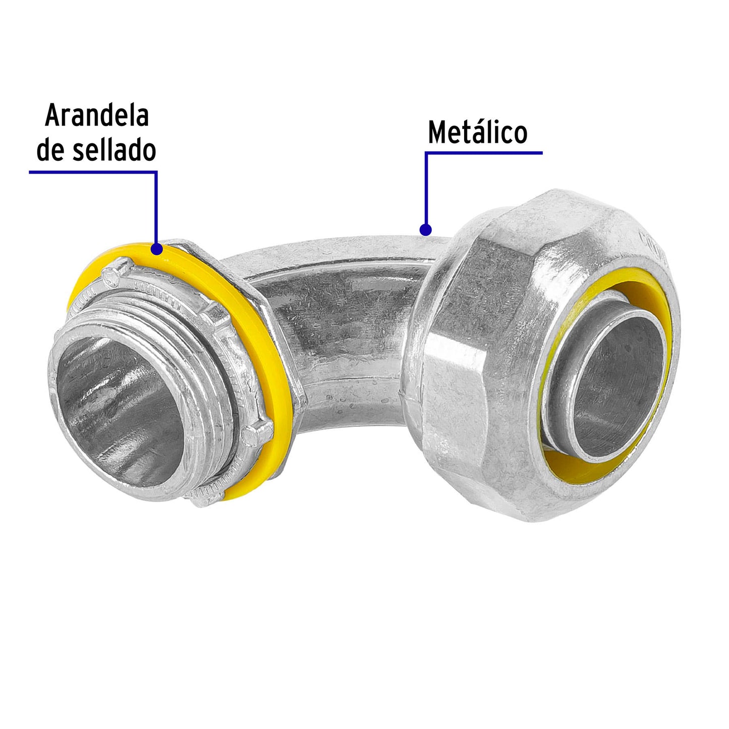 Conector hermético curvo 90º degree liquid tight conector-Volteck
