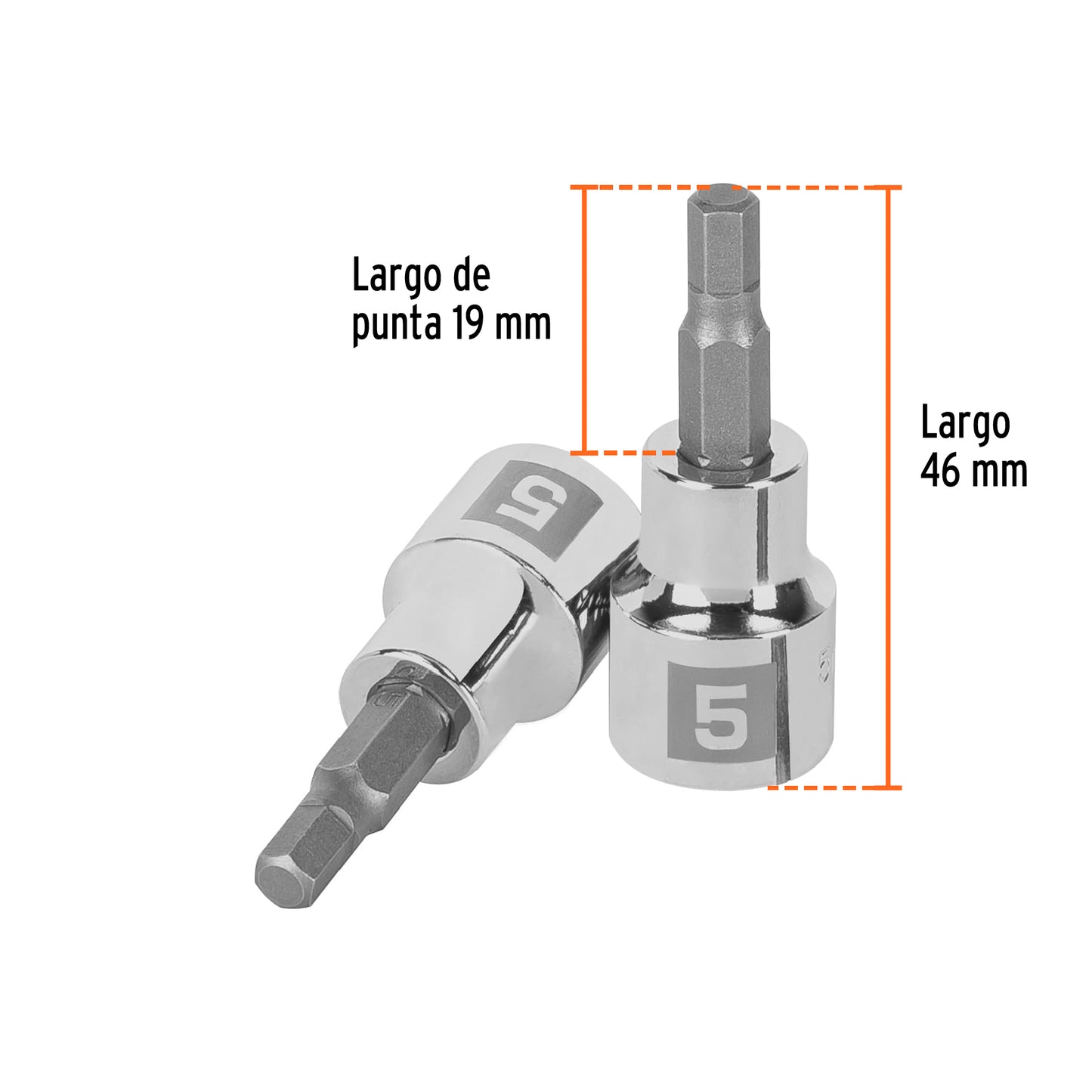 Dado de Punta Hexagonal- 5 mm-Cuadro 3/8"-Truper