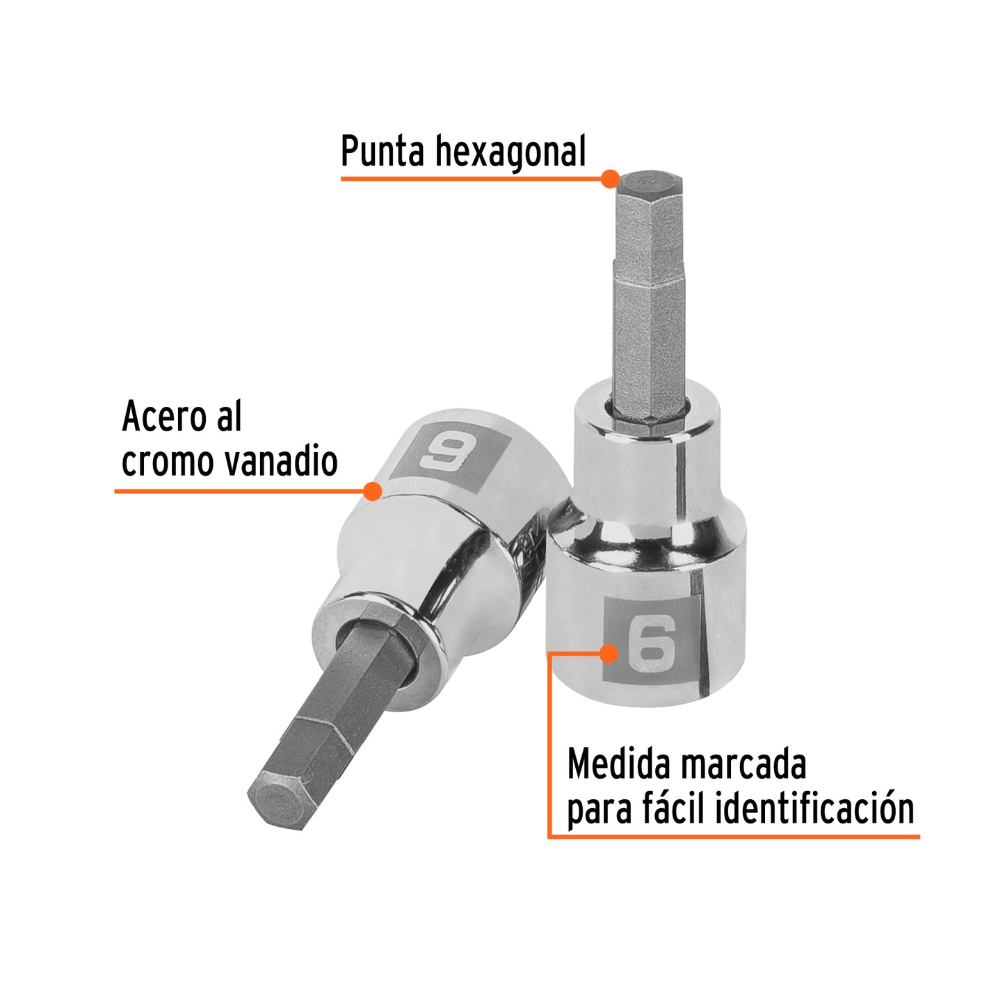 Dado de Punta Hexagonal-6 mm-Cuadro 3/8"-Truper