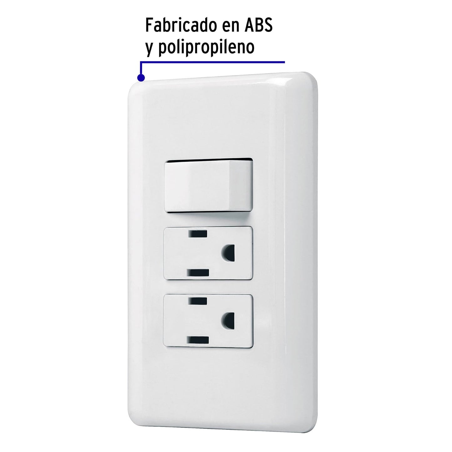 Placa con interruptor sencillo - 2 contactos - Volteck