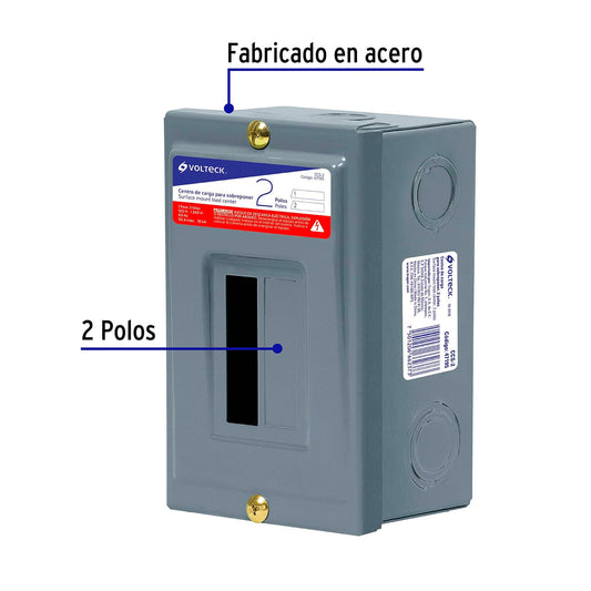 Centro de Carga para Sobreponer - 2 polos - CCS-2 - Volteck