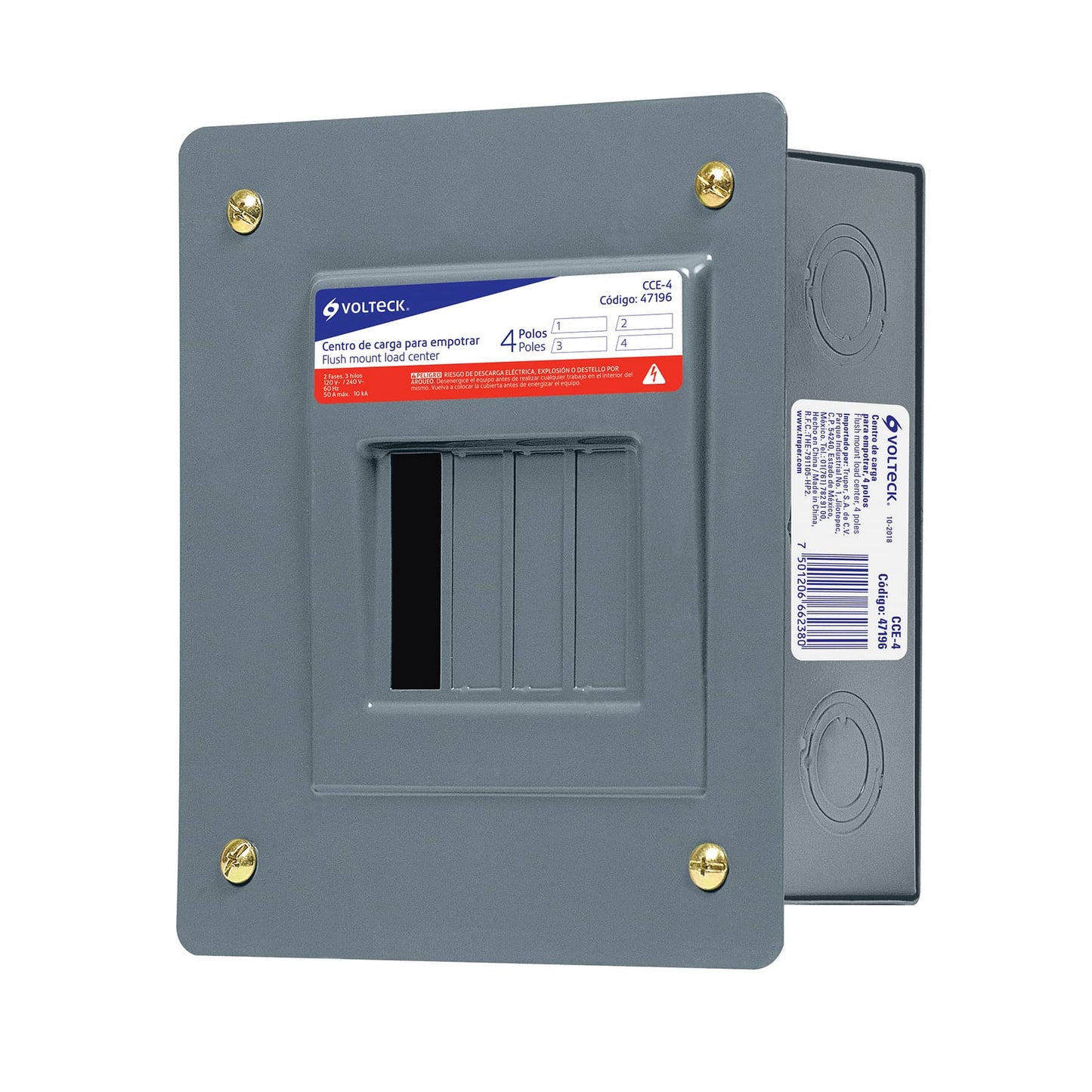 Centro de carga para empotrar - 4 polos - CCE-4 - Volteck