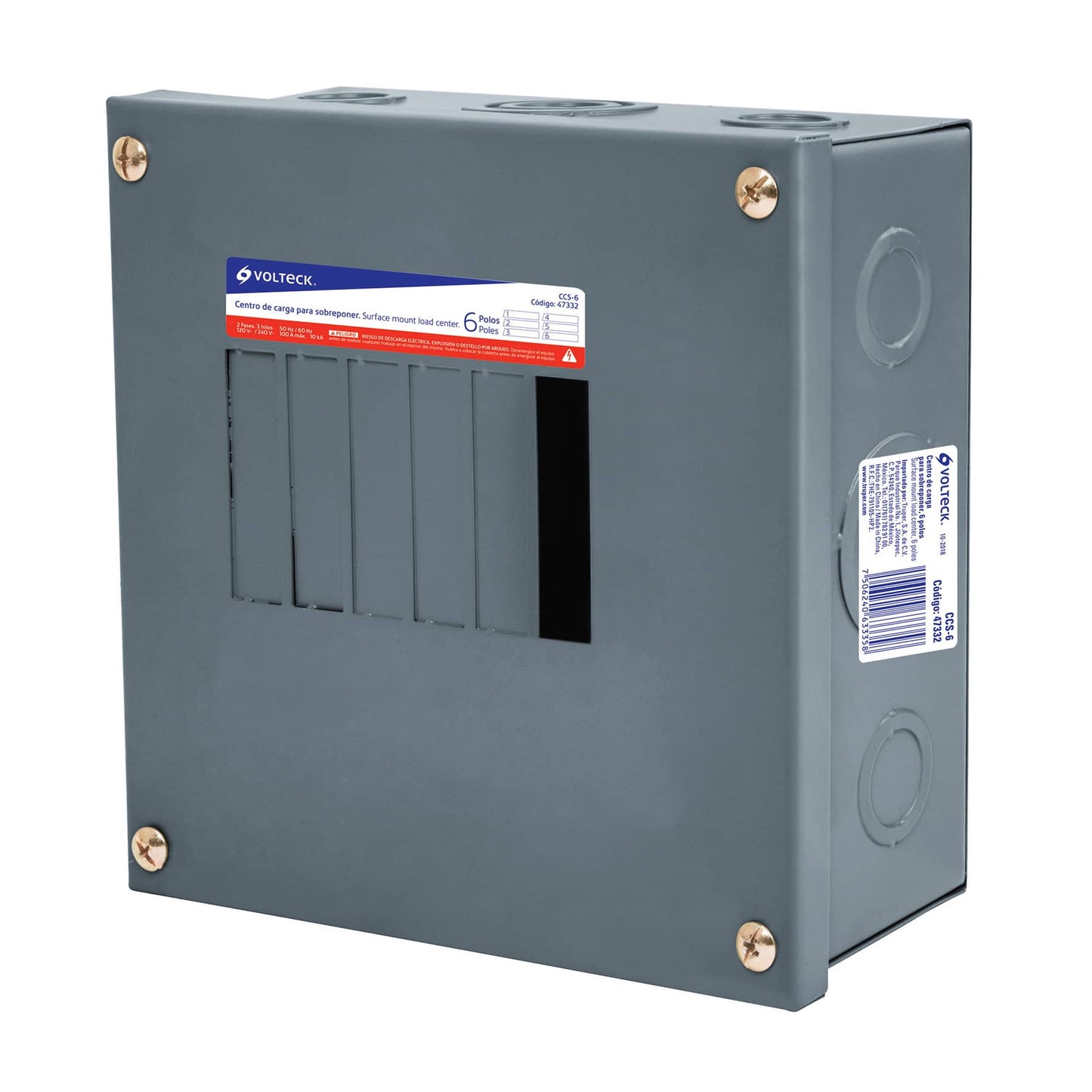 Centro de carga para sobreponer - 6 polos - CCS-6 - Volteck