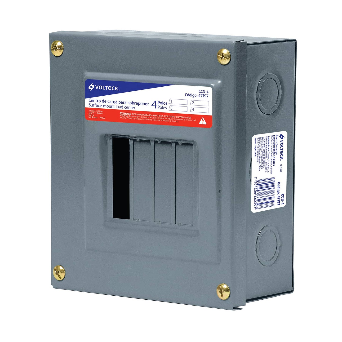 Centro de carga para sobreponer - 4 polos - CCS-4 - Volteck