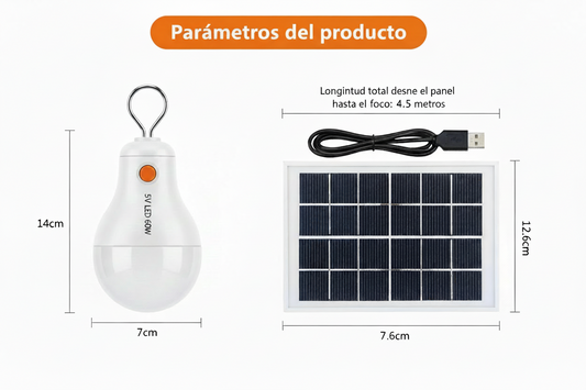 Bombilla De Emergencia USB Solar Recargable y Extraíble 60w