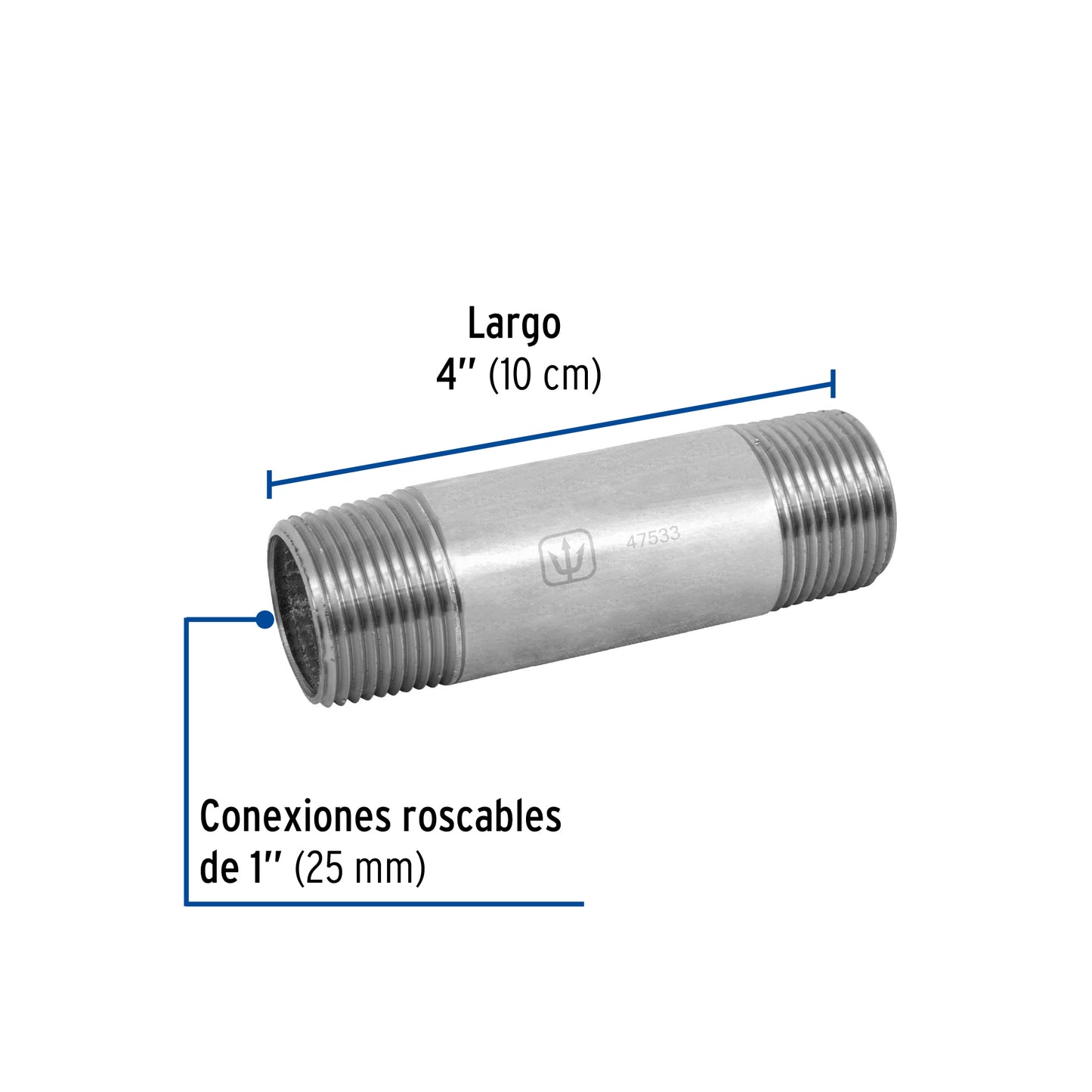 Niple de acero galvanizado - 1" x 4" - Foset