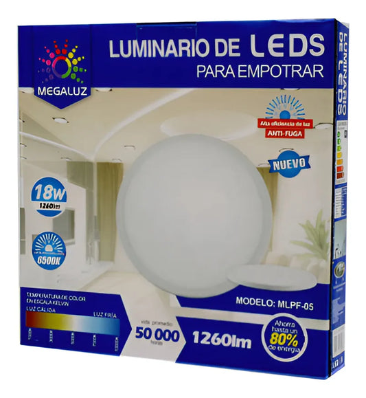 Lámpara Empotrar 18w-Megaluz