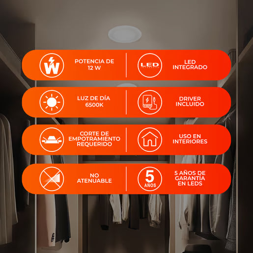BUCARAMANGA VII - Lámpara Downlight Empotrable LED 12 W Luz de Día-Tecnolite