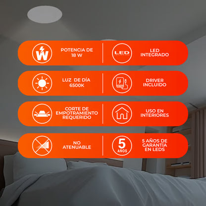 BUCARAMANGA VIII - Lámpara Downlight Empotrable LED 18 W Luz de Día-Tecnolite