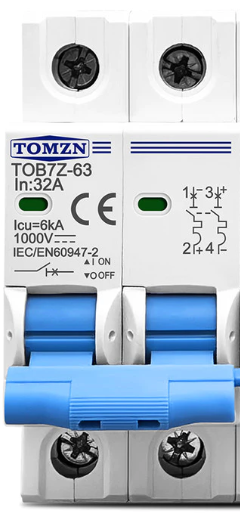 Interruptor de Termomagnetico - 32A - 1000V - Tomzn
