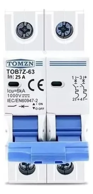 Interruptor De Termomagnetico - 25A - 1000V - Tomzn