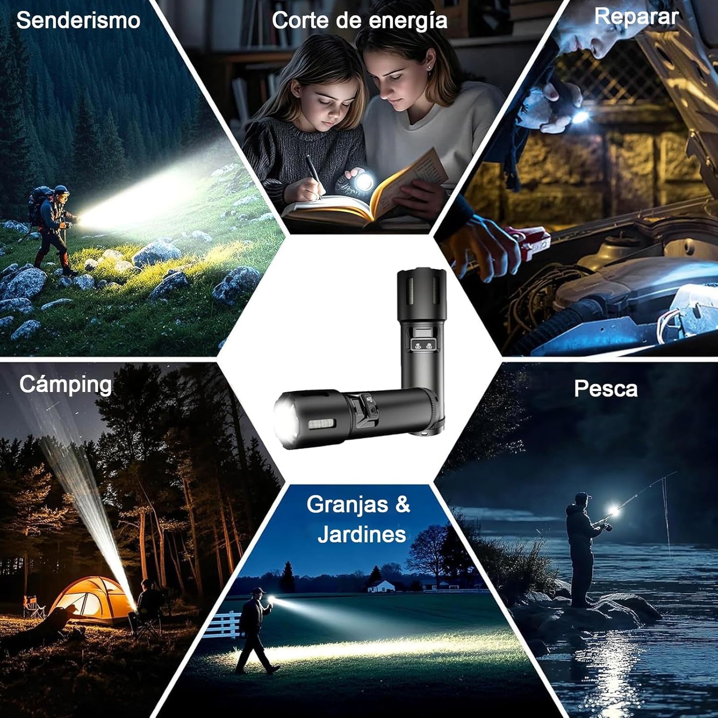 Linterna LED de Alta Potencia USB Recargable