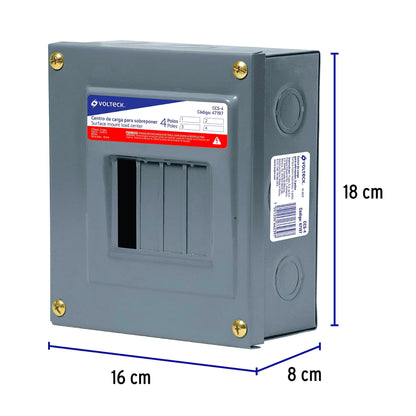 Centro de Carga para Sobreponer -  4 polos - CCE-4 - Volteck