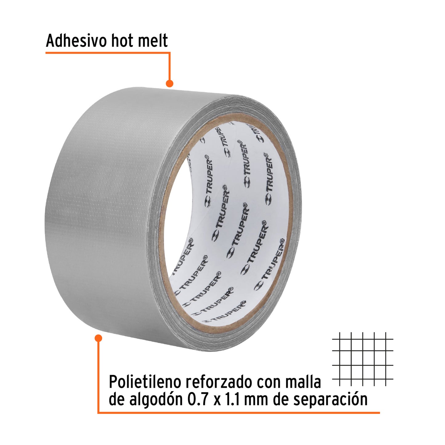 Cinta para ducto-48 mm x 10 m-Gris-CDU-10X-Truper