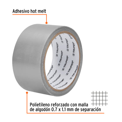 Cinta para ducto-48 mm x 10 m-Gris-CDU-10X-Truper