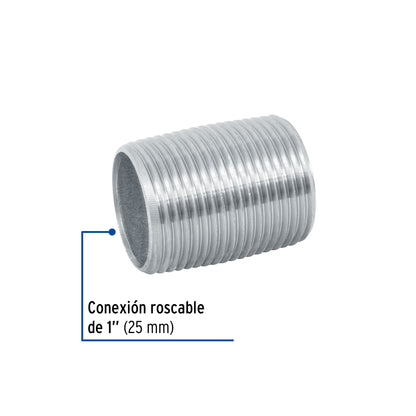 Niple de Acero Galvanizado -1" -Cuerda Corrida-Foset
