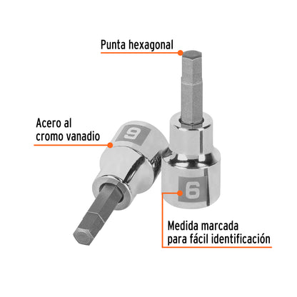 Dado de Punta Hexagonal-6 mm-Cuadro 3/8"-Truper