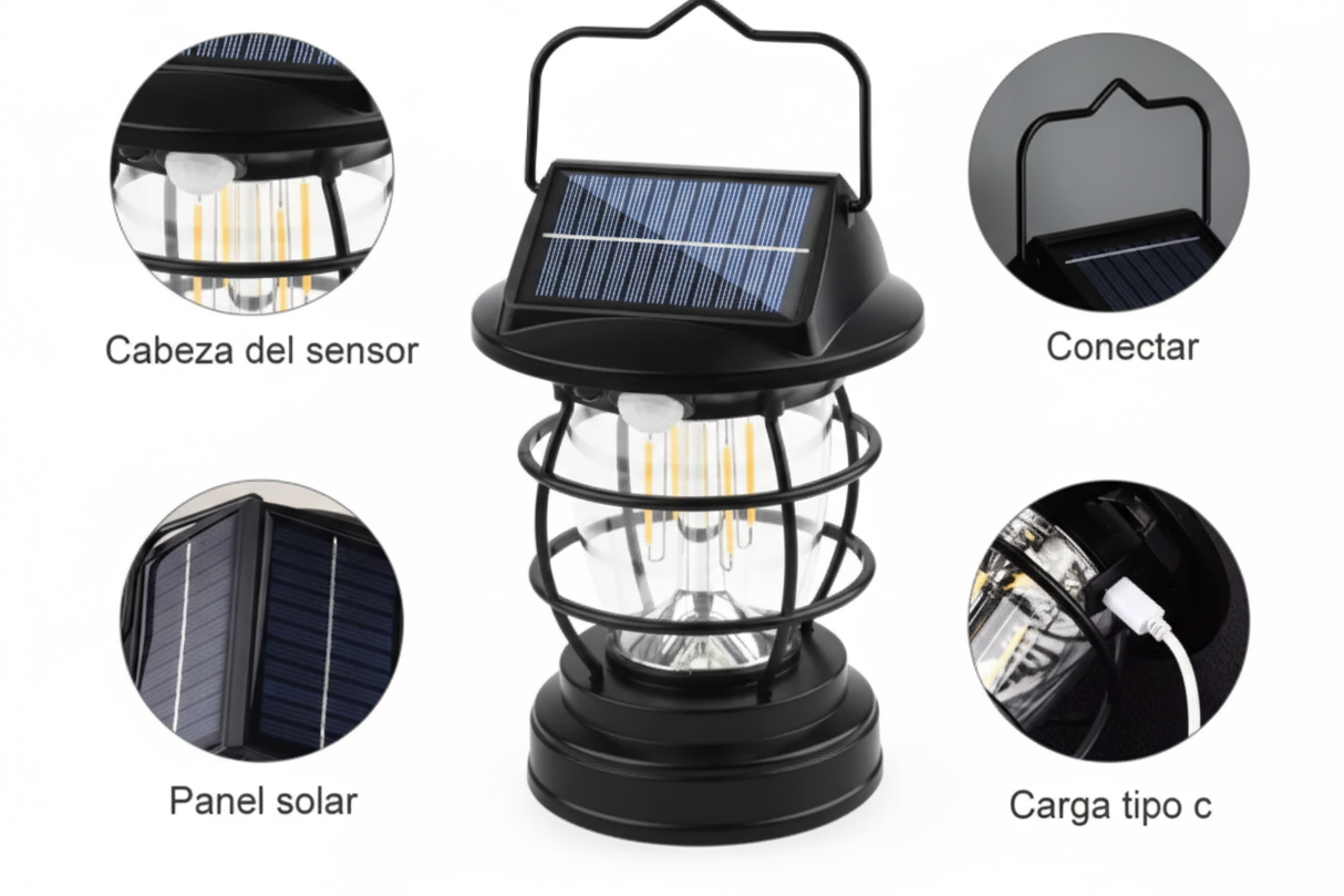 Lámpara Solar de Exterior con Sensor de Movimiento – Iluminación Intensiva USB