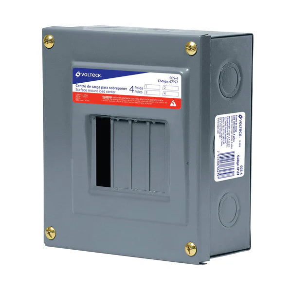 Centro de Carga para Sobreponer -  4 polos - CCE-4 - Volteck