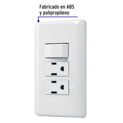 Placa con interruptor sencillo - 2 contactos - Volteck