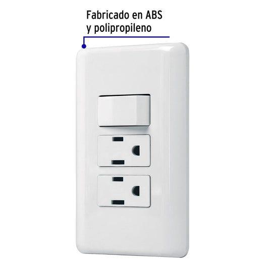 Placa con interruptor sencillo - 2 contactos - Volteck