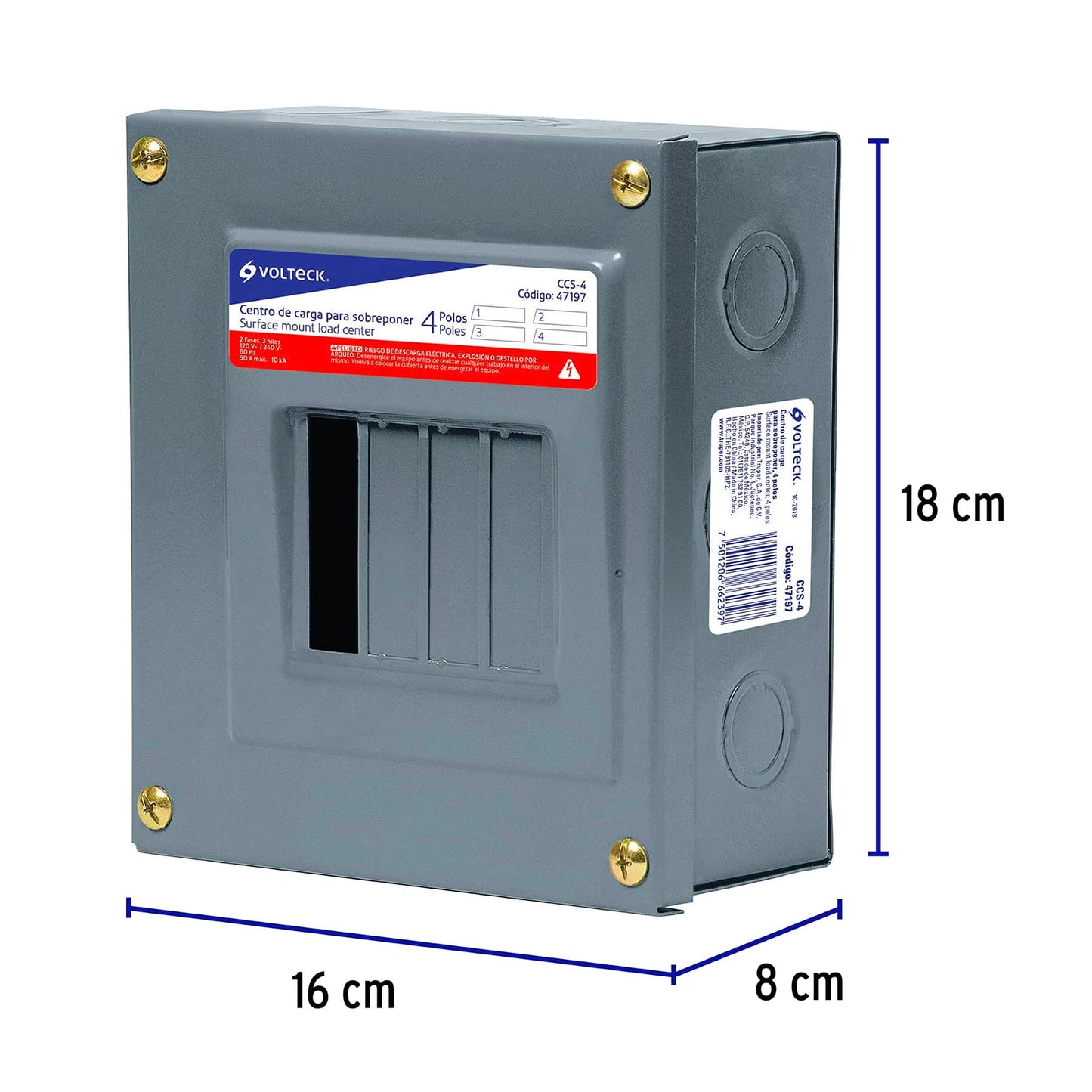 Centro de carga para sobreponer -  4 polos - CCS-4 - Volteck