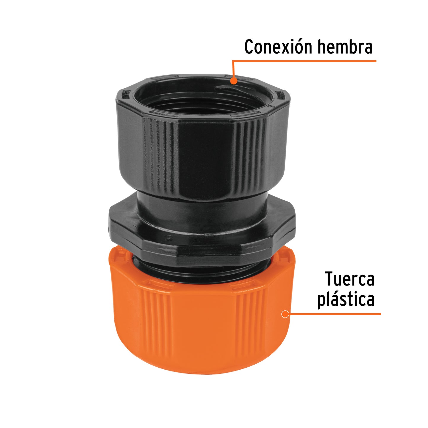 Conector plástico HEMBRA - 1/2" - Truper