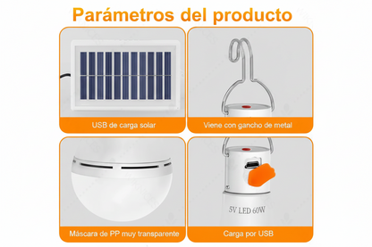 Bombilla De Emergencia USB Solar Recargable y Extraíble 60w