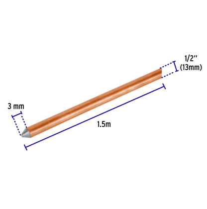 Varilla de 1.5 m-Acero Revestido de Cobre-1/2" -Volteck